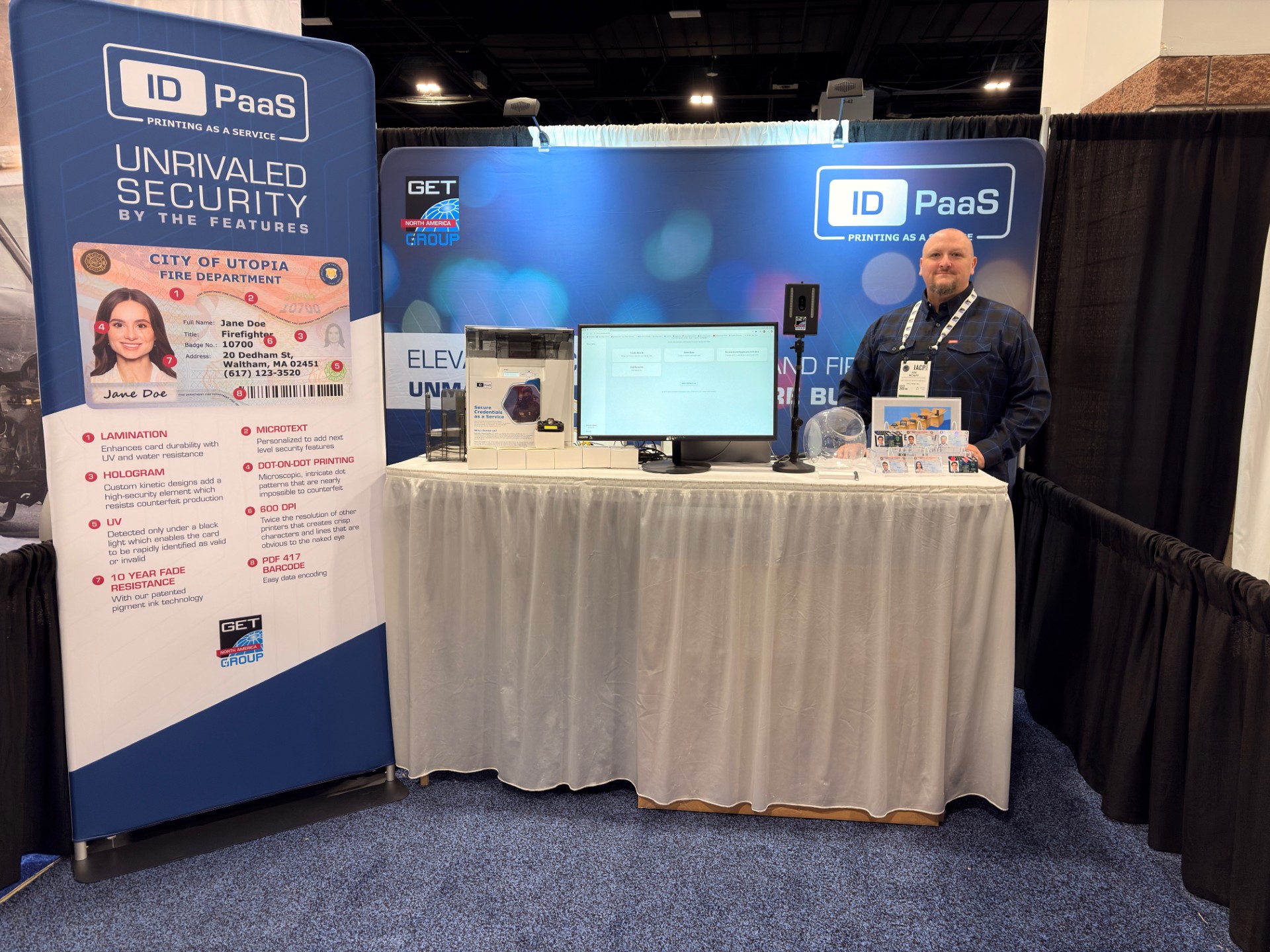 ID PaaS booth at the IACP conference, side view